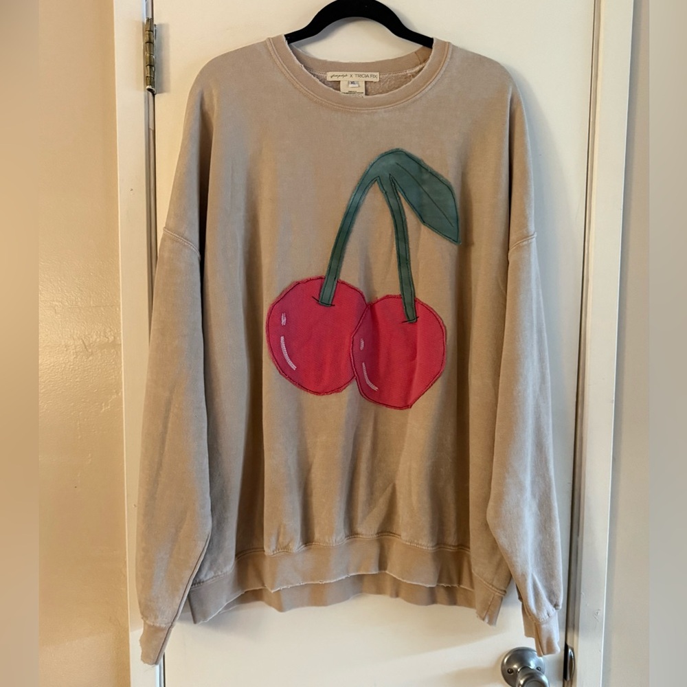 Free People x Tricia Fix Cherry Print Fruit Sweatshirt - Picture 2 of 5